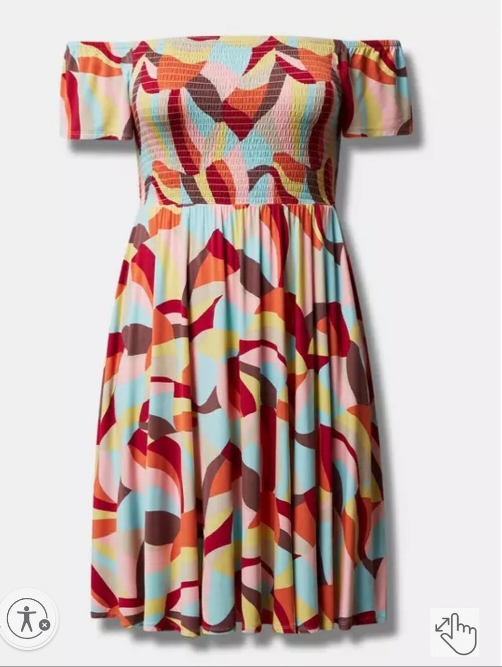 torrid Multicolor Abstract Midi Dress with Puff Sleeves